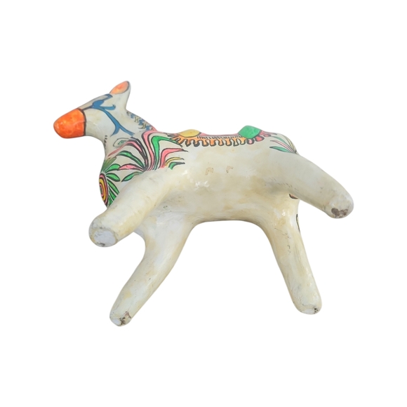 Vintage Mexican Tonola Handpainted Donkey Pottery Folk Art - Picture 2 of 8
